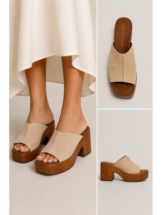 House of Harlow 1960 Shoes - House of Harlow 1960 Griffin Ivory Leather Platform Mules Size 7.5
